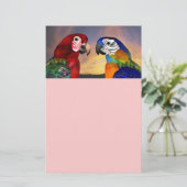 HYPER PARROTS / RODE EN BLAUWE ARA, roze Briefpapier (Staand voorkant)