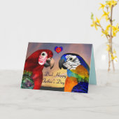 HYPER PARROTS/RODE EN BLAUWE ARA Vaderdag Kaart (Gele Bloem)