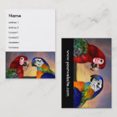 HYPER PARROTS / RODE EN BLAUWE ARA White Visitekaartje (Voorkant / Achterkant)