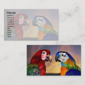 HYPER PARROTS / RODE EN BLAUWE ARA, wit Visitekaartje (Voorkant / Achterkant)