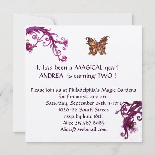 HYPER PARROTS/Second Birthday Party, Champagne Kaart (Achterkant)