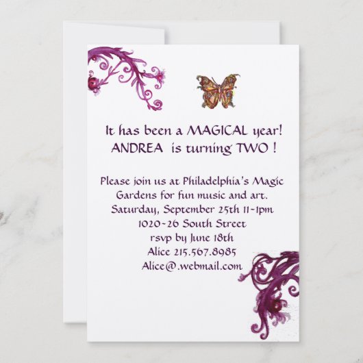 HYPER PARROTS/Second Birthday Party, Champagne Kaart (Achterkant)