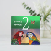 HYPER PARROTS/Second Birthday Party, Jade Green Kaart (Staand voorkant)