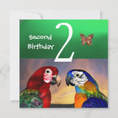 HYPER PARROTS/Second Birthday Party, Jade Green Kaart (Voorkant)