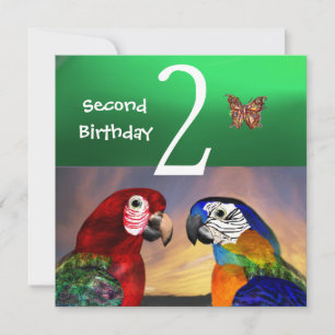 HYPER PARROTS/Second Birthday Party, Jade Green Kaart
