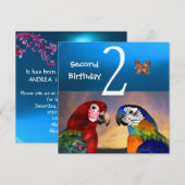 HYPER PARROTS/Second Birthday Party, Turquase Kaart (Voorkant / Achterkant)