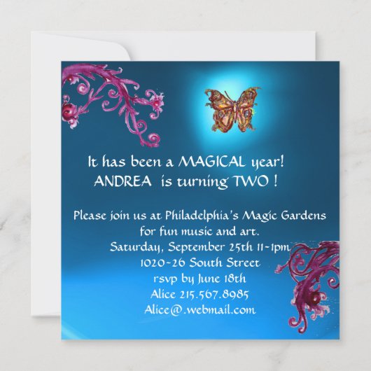 HYPER PARROTS/Second Birthday Party, Turquase Kaart (Achterkant)