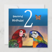 HYPER PARROTS/Second Birthday Party, Turquase Kaart (Voorkant)