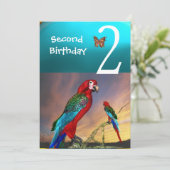 HYPER PARROTS/Tweede Birthday Party Turquase Kaart (Staand voorkant)