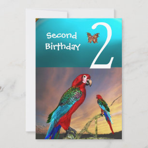 HYPER PARROTS/Tweede Birthday Party Turquase Kaart