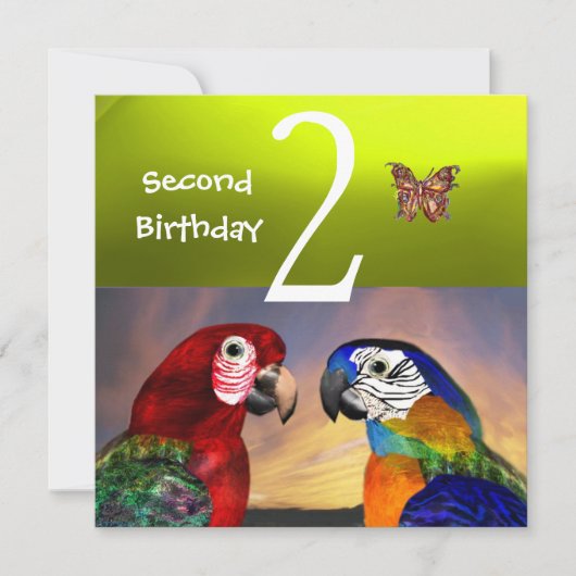 HYPER PARROTS / Tweede verjaardag, geel Kaart (Voorkant)