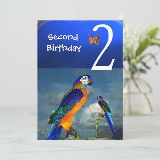 HYPER PARROTS/Tweede verjaardag Kaart (Staand voorkant)
