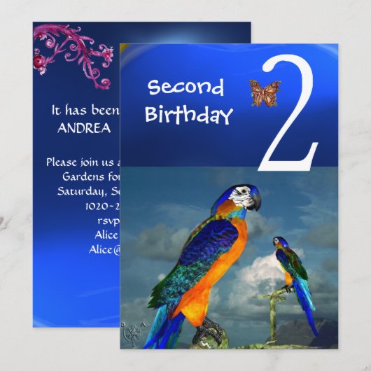 HYPER PARROTS/Tweede verjaardag Kaart (Voorkant / Achterkant)