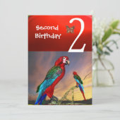 HYPER PARROTS / Tweede verjaardag Rode Ruby Kaart (Staand voorkant)
