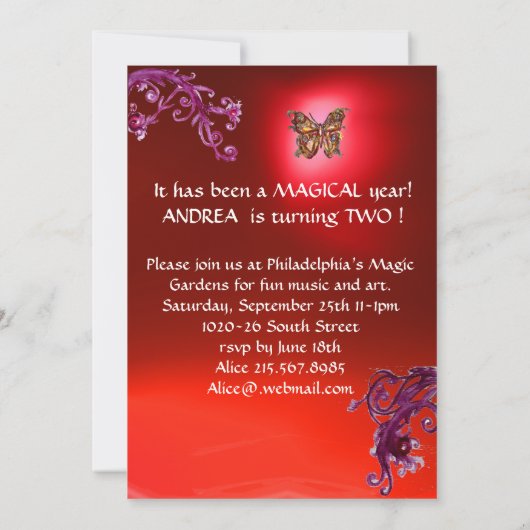 HYPER PARROTS / Tweede verjaardag Rode Ruby Kaart (Achterkant)