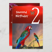 HYPER PARROTS / Tweede verjaardag Rode Ruby Kaart (Voorkant / Achterkant)