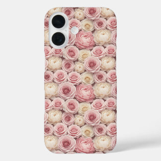 Hyper-Realistic 3D Pastel Rose & Peony iPhone 16 Hoesje