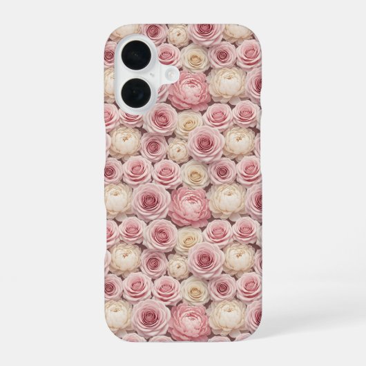 Hyper-Realistic 3D Pastel Rose & Peony iPhone 16 Hoesje (Achterkant)