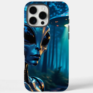 Hyper Realistic Alien en UFO in het bos iPhone 16 Pro Max Hoesje