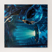 Hyper Realistic Alien en UFO in het bos Legpuzzel (Horizontaal)