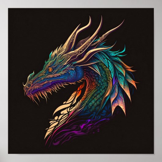 Hyper Realistic Dragon Digital Art Poster (Voorkant)