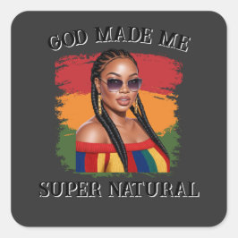 Hyper realistische curvy zwarte vrouw, zwarte gesc vierkante sticker