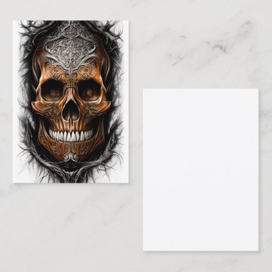 Hyper realistische fantasie schedel in vlammen visitekaartje (Voorkant / Achterkant)
