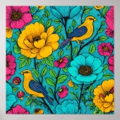 Hyper-Saturated Neon Pop Art Fabric Pattern Poster (Voorkant)