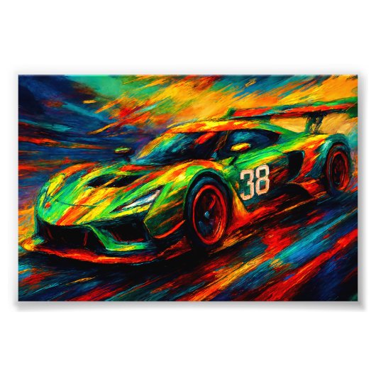 hyper stylized racing car foto afdruk (Voorkant)