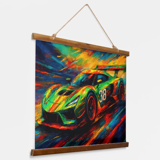 hyper stylized racing car hangend wandkleed (Gebogen)