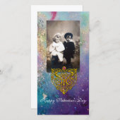 HYPER VALENTIJN, Blauwe Groene Goudsparken Feestdagenkaart (Voorkant / Achterkant)