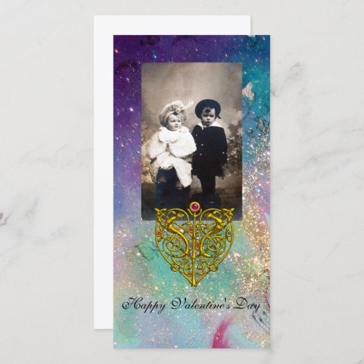 HYPER VALENTIJN, Blauwe Groene Goudsparken Feestdagenkaart (Voorkant / Achterkant)