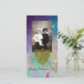 HYPER VALENTIJN, Blauwe Groene Goudsparken Feestdagenkaart (Staand voorkant)