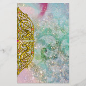 HYPER VALENTIJN / GOLD CELTIC HEART, Blue Sparkles Briefpapier (Voorkant)