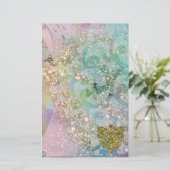 HYPER VALENTIJN / GOLD CELTIC HEART, Blue Sparkles Briefpapier (Staand voorkant)