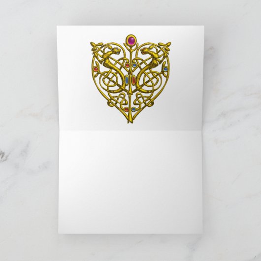 HYPER VALENTIJN / Gold Celtic Heart Feestdagen Kaart (Binnen)