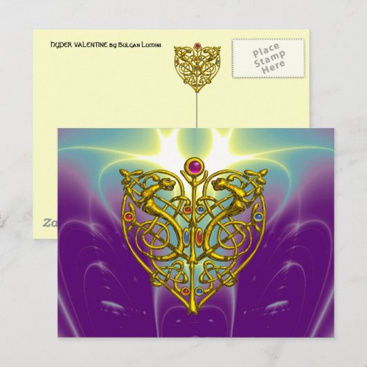 HYPER VALENTIJN / Gold Celtic Heart Feestdagenkaart (Voorkant / Achterkant)