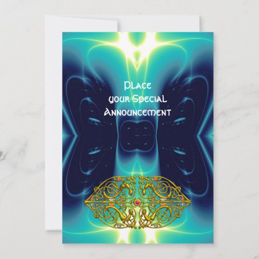 HYPER VALENTIJN/GOLD CELTIC HEART heldere aqua bla Kaart (Achterkant)