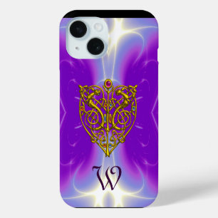 HYPER VALENTIJN GOLD CELTIC HEART MONOGRAM Paars iPhone 15 Case