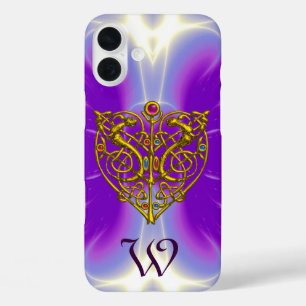 HYPER VALENTIJN GOLD CELTIC HEART MONOGRAM Paars iPhone 16 Plus Hoesje
