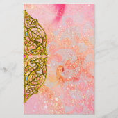 HYPER VALENTIJN / GOLD CELTIC HEART Pink Sparkles Briefpapier (Voorkant)