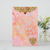 HYPER VALENTIJN/GOLD CELTIC HEART Ruby Pink Briefpapier (Staand voorkant)