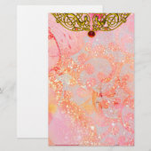 HYPER VALENTIJN/GOLD CELTIC HEART Ruby Pink Briefpapier (Voorkant / Achterkant)