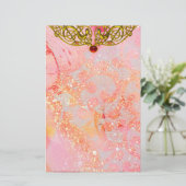 HYPER VALENTIJN/GOLD CELTIC HEART Ruby Pink Briefpapier (Staand voorkant)