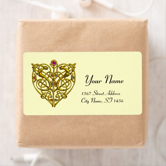 HYPER VALENTIJN, GOLD CELTIC KENNIS HEART Crème Etiket (Insitu)