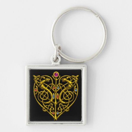 HYPER VALENTIJN/GOLD CELTIC KNOT HEART Black Sleutelhanger (Voorkant)