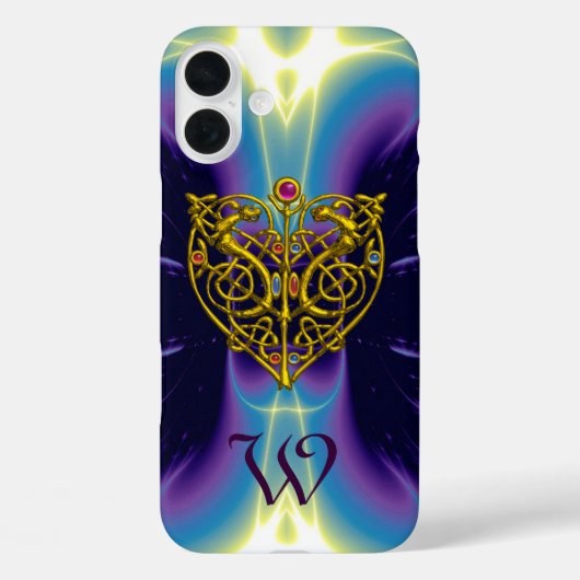 HYPER VALENTIJN, GOLD CELTIC KNOT HEART Blue Paars Case-Mate iPhone Case (Achterkant)