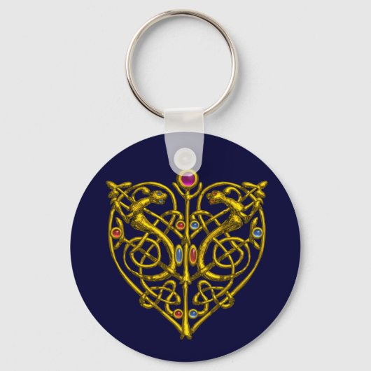 HYPER VALENTIJN/GOLD CELTIC KNOT HEART Blue Sleutelhanger (Voorkant)