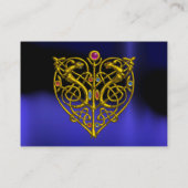 HYPER VALENTIJN, GOLD CELTIC KNOT HEART JEWEL Blue Visitekaartje (Achterkant)