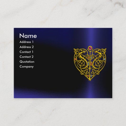 HYPER VALENTIJN, GOLD CELTIC KNOT HEART JEWEL Blue Visitekaartje (Voorkant)